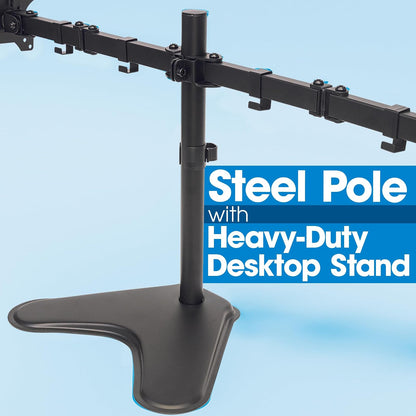 Manhattan Soporte para 2 Monitores de 13 a 32 Pulgadas Brazo Doble Articulado VESA para Escritorio Base de Monitor Ajustable, Pantalla Vertical, Accesorios para PC y Oficina 461559