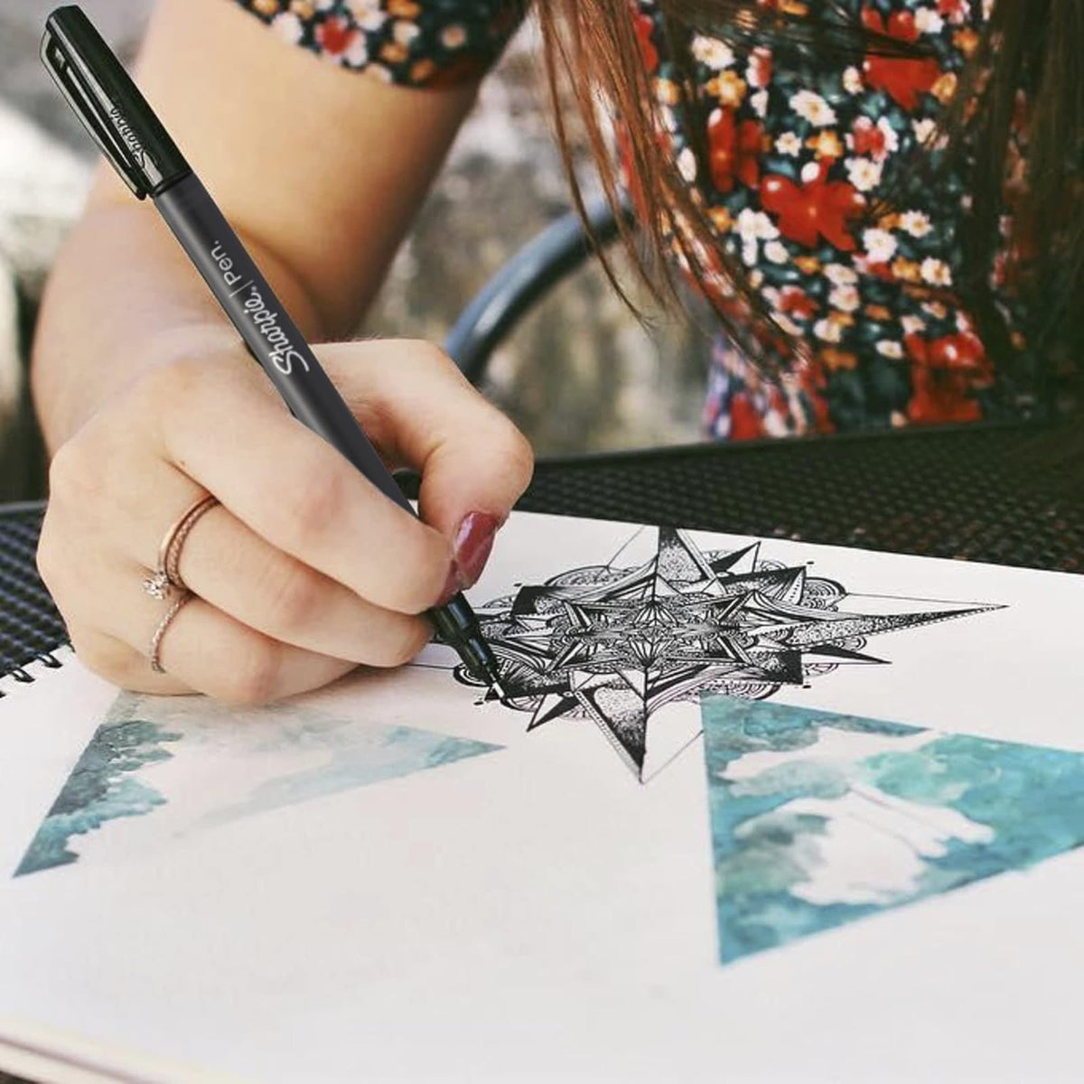 Sharpie Rotuladores De Punta Fina 0.4 Mm Negros 4 Unidades | Punta de fieltro, para dibujo artístico, marcadores permanentes