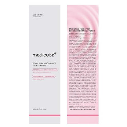 MEDICUBE PDRN Pink Niacinamide Milky Toner, Tónico Facial Coreano con PDRN de Salmón, Niacinamida, Ceramidas y Péptidos, Hidratación y Luminosidad, 150 ml