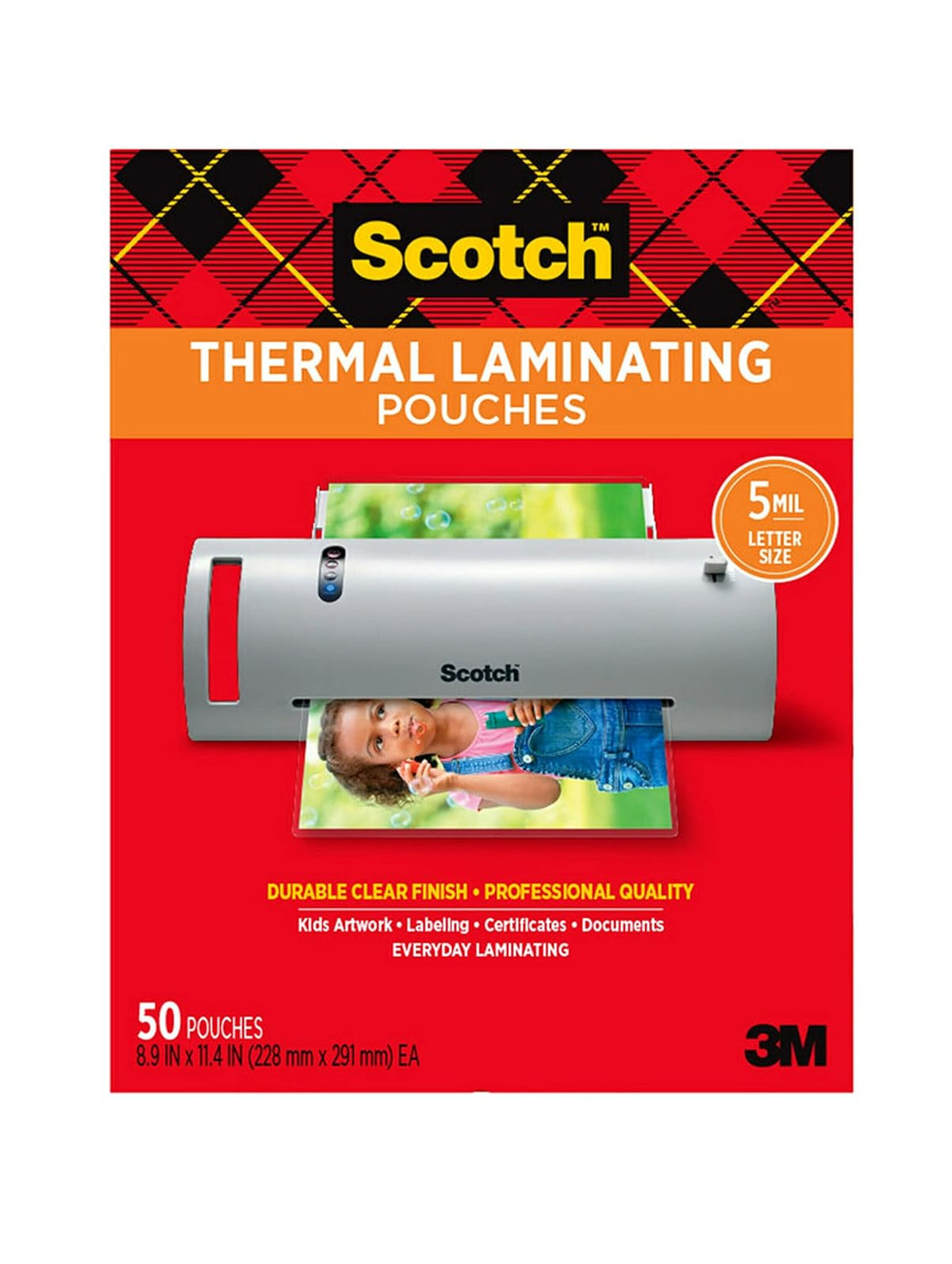 Scotch Bolsas de Laminación Térmica, 8.9 x 11.4 Pulg, Grosor 5 Mil, Paquete con 100 - Paquete-de-50 - Bolsas laminadas