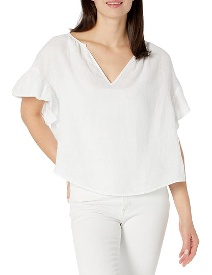 Velvet by Graham & Spencer Colleen Camiseta de Lino Tejido con Mangas Volantes Camiseta para Mujer