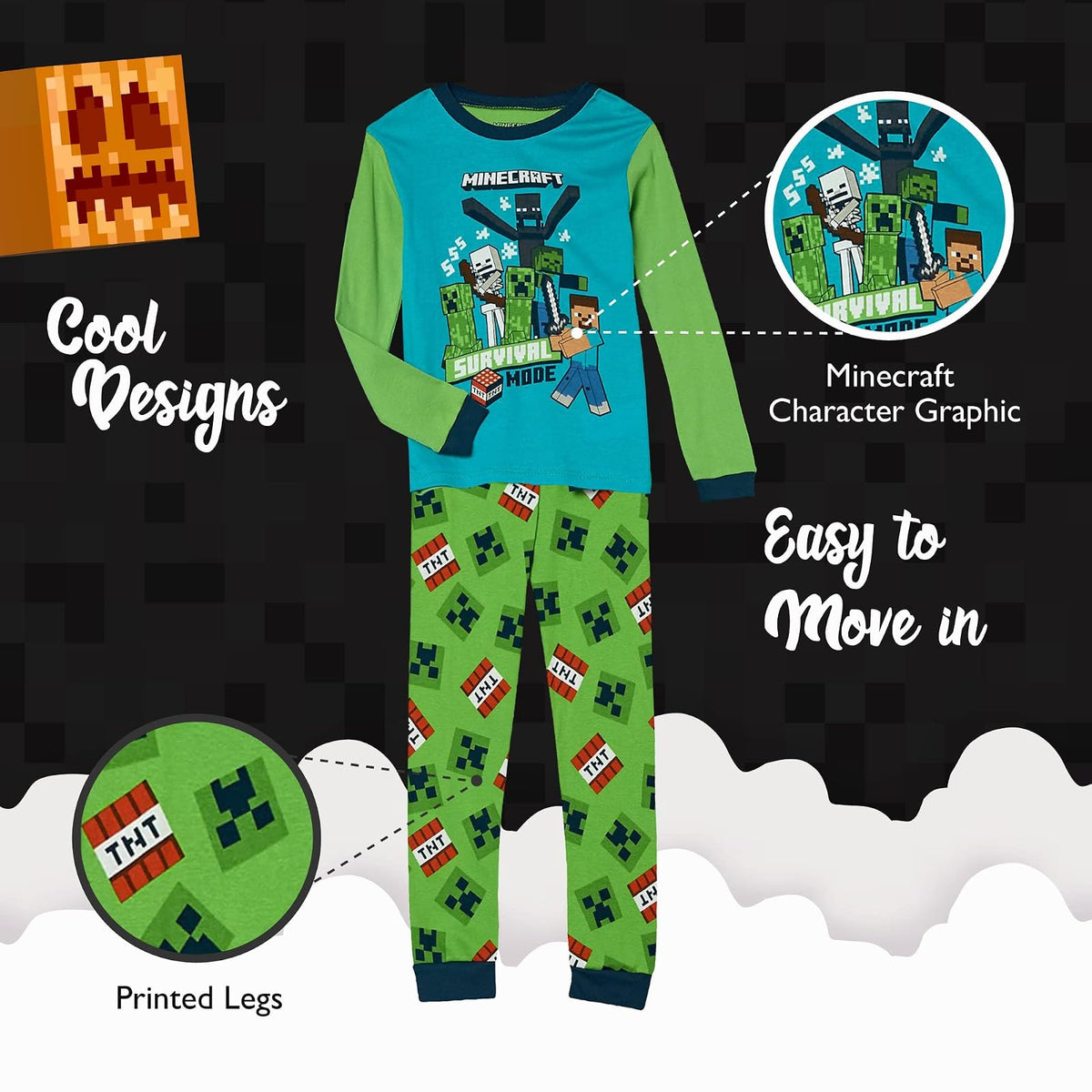 Minecraft - Conjunto de Pijama de algodón de 6 Piezas para niño, Suave y Lindo para niños