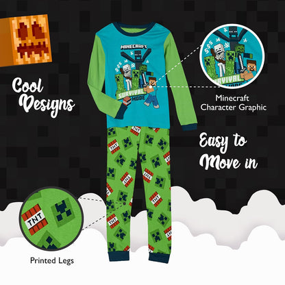 Minecraft - Conjunto de Pijama de algodón de 6 Piezas para niño, Suave y Lindo para niños