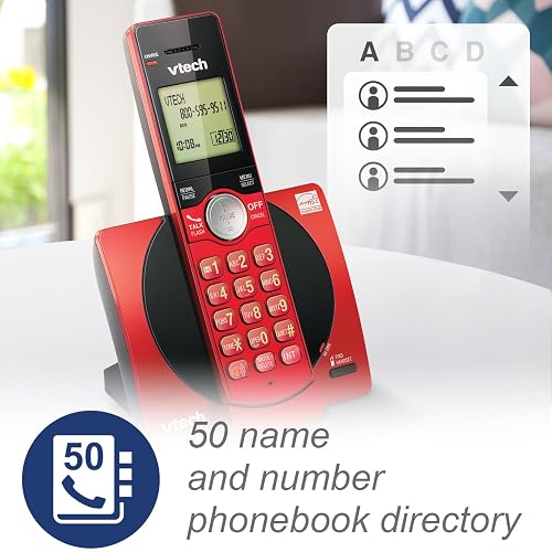 VTech - Teléfono inalámbrico ampliable DECT 6.0 CS6919-16 con identificador de llamadas y altavoz, rojo WLM