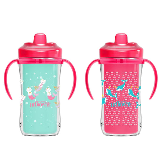 Dr. Brown's Milestones - Vaso aislado con boquilla dura, color rosa, 2 unidades