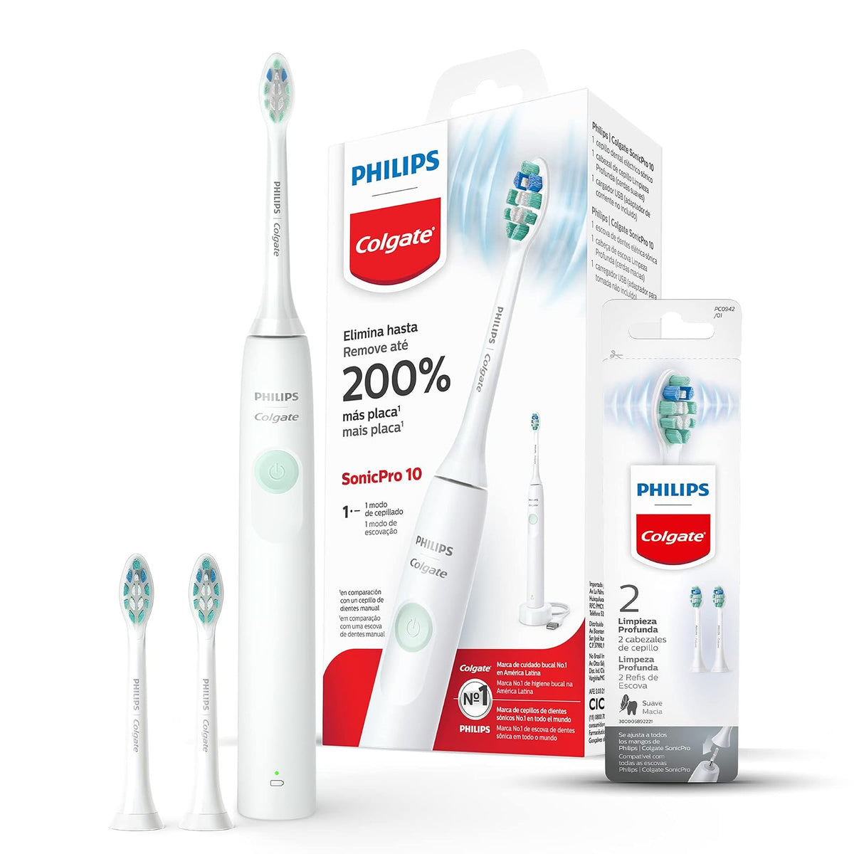 Cepillo de Dientes Eléctrico Colgate SonicPro 10 y 2 Cabezales de repuesto SonicPro Limpieza Profunda
