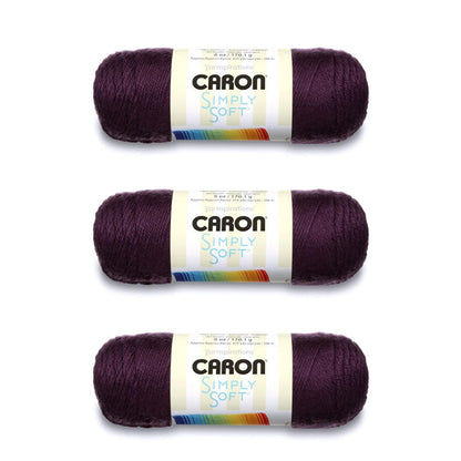 Caron Simply Soft Estambre Acrílico, Paquete de 3 Madejas de 170 g - Morado - Paquete de 3