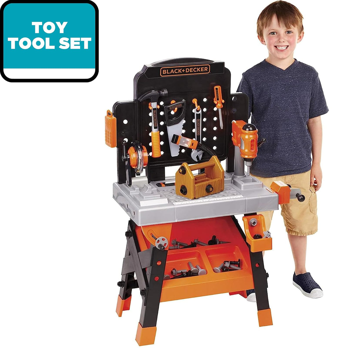BLACK+DECKER Power Tool Workshop - Build Your Own Tool Box – 75 Realistic Toy Tools and Accessories