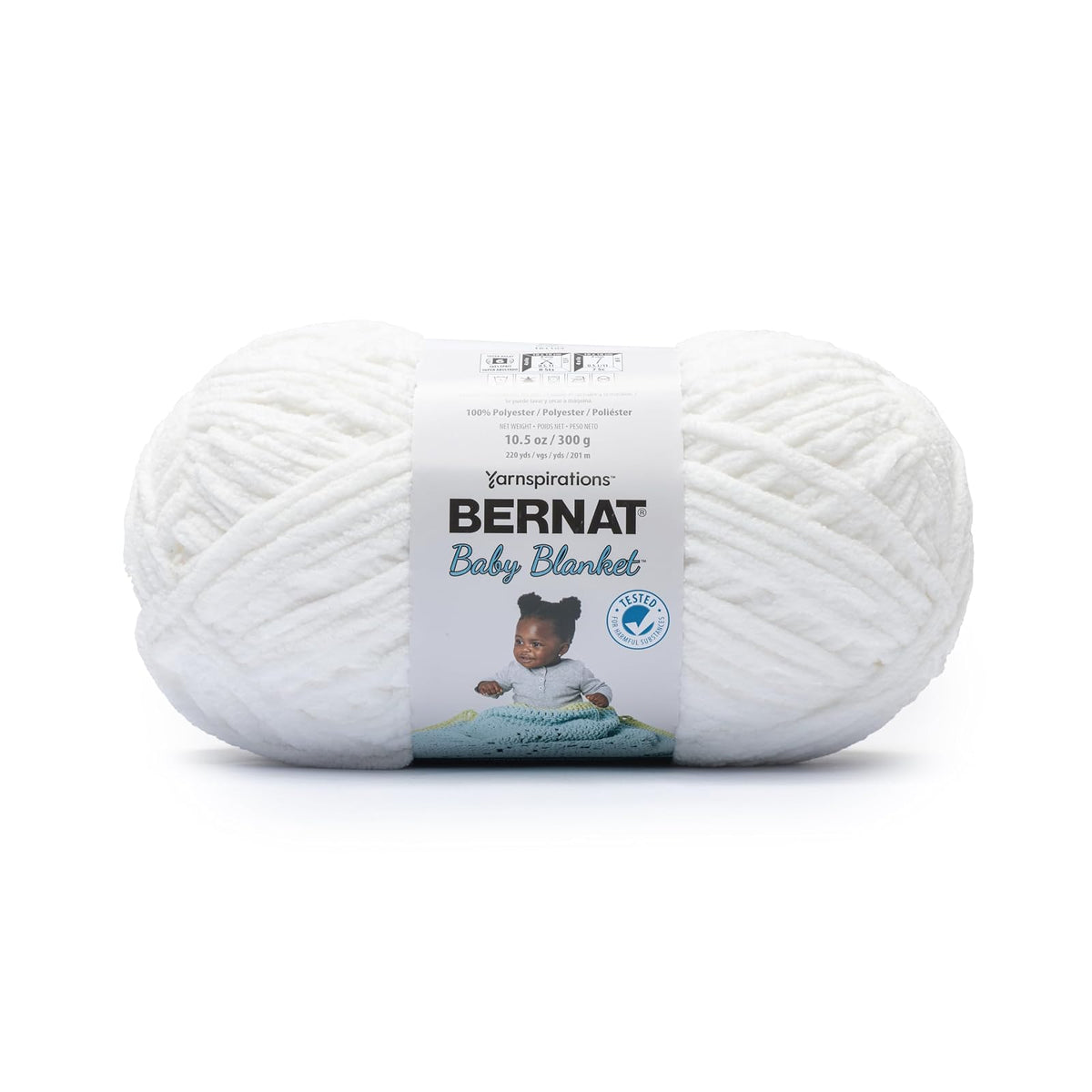 Bernat Baby Blanket Estambre Chenille para Bebé, Súper Voluminoso - Blanco