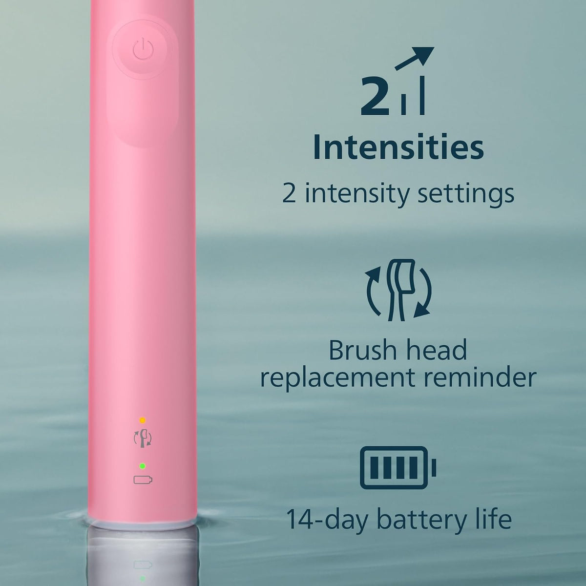 PHILIPS - Cepillo de dientes eléctrico Sonicare 4100, cepillo de dientes eléctrico recargable con sensor de presión, rosa intenso HX3681/26