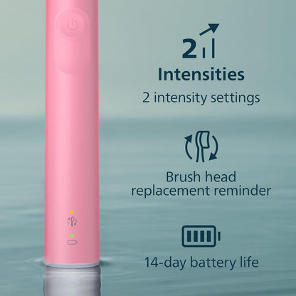 PHILIPS - Cepillo de dientes eléctrico Sonicare 4100, cepillo de dientes eléctrico recargable con sensor de presión, rosa intenso HX3681/26