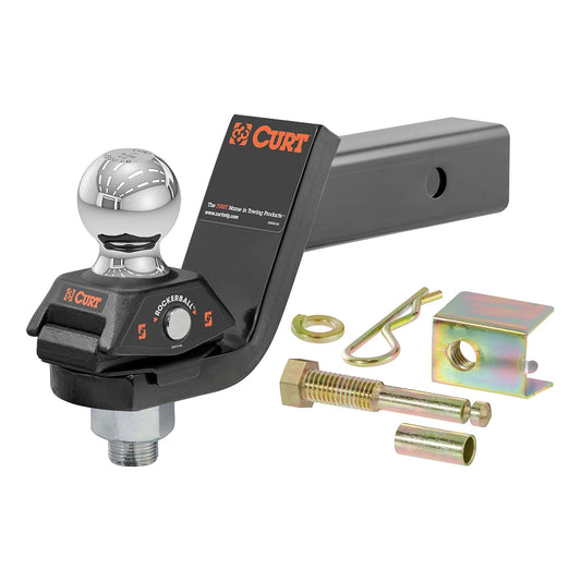CURT 45143 RockerBall - Soporte de Bola de Enganche para cojín, 7 Libras de 2 Pulgadas de diámetro, vástago de 2 Pulgadas, caída de 3 Pulgadas, Pin antisonajero