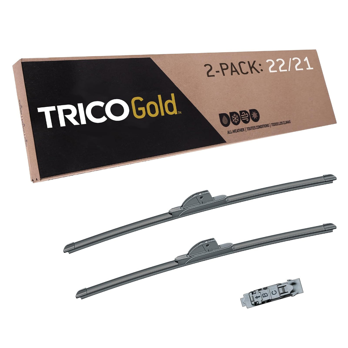 TRICO Gold Juego de 2 Plumas Limpiaparabrisas Super Premium - 22" + 21" Paquete de 2
