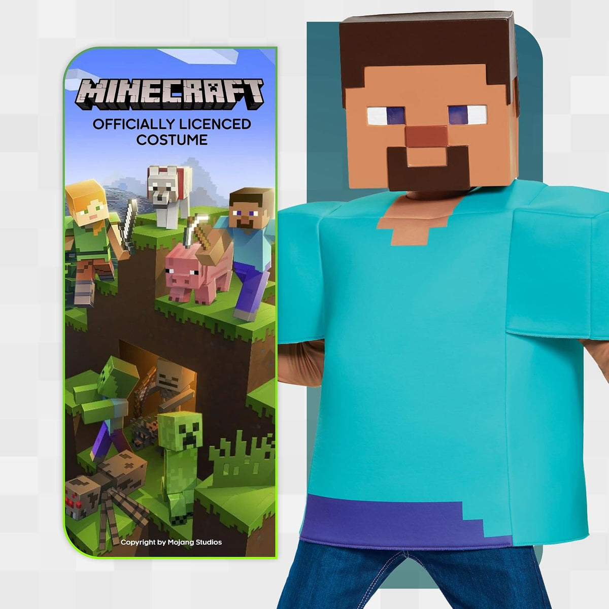 Disguise Steve Classic Minecraft Costume, Multicolor, Large (10-12)