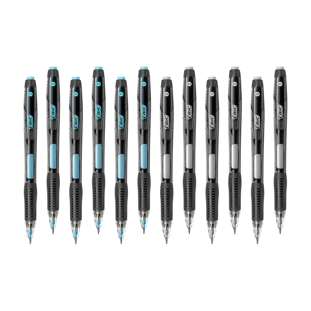BIC - Lápices mecánicos resistentes a la rotura con , n.º Paquete de 2 lápices de punta media (0,7 mm), 12 unidades para suministros escolares u oficina