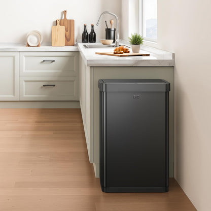 Eko Mirage X 80L Papelera Automática Sensor Acero Inoxidable | Negro mate, sensor de movimiento sin contacto, función apertura 20 minutos, capacidad 25% mayor