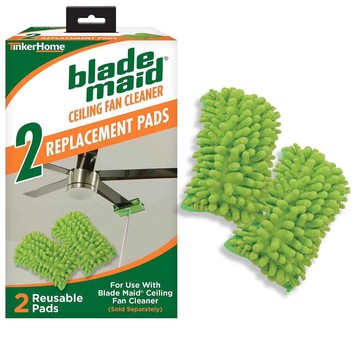 Blade Maid - Almohadillas para Orejas limpiadoras de Microfibra para Ventilador de Techo | Almohadillas para Orejas Reutilizables de Repuesto para Limpieza de Hojas con Poste Extensible, Plumero de