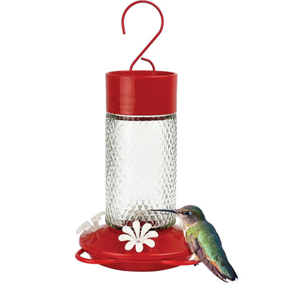 Nature's Way - Alimentador de colibrí de Vidrio Colgante para decoración al Aire última intervensión, alimentador de néctar de Capacidad de 13 onzas, Foso de Hormiga, 4 Puertos Flexibles fáciles de