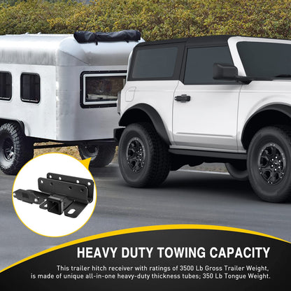 Nilight 2 Inch Rear Trailer Hitch Receiver Kit for 2021 2022 2023 2024 2025 2026 Ford Bronco 2 Door 4 Door (Exclude Bronco Sport) Rear Bumper Tow Hook Black Hitch Cover Kit