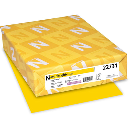 Astrobrights(R) Cubierta Stock, 8 1/2" x 11 pulgadas, 65 libras, amarillo solar, paquete de 250 hojas, 21738