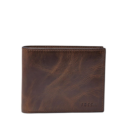 Fossil Men's Derrick Rfid Blocking Flip Id Bifold Leather Wallet - Mediano - Cafe Oscuro