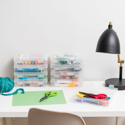 IRIS USA Organizadores de Cajas Plásticas Medianas, 10 Piezas, Claras | Contenedores para cuentas con tapa de broche, ideales para manualidades, recortes, calcomanías y porristas