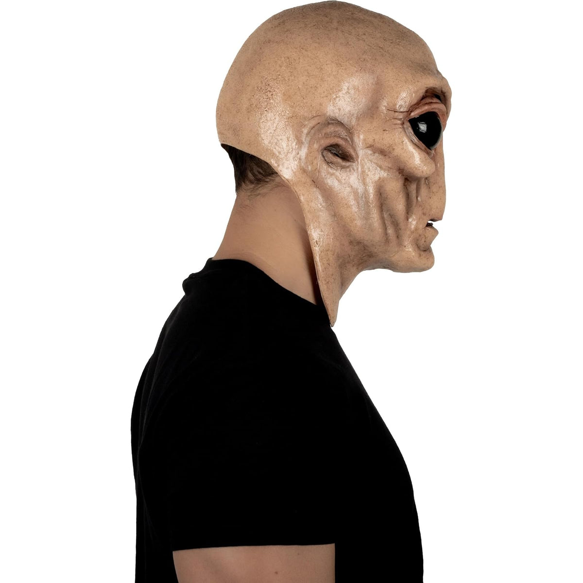 REV Máscara de Látex Alien Flesh con Cuello, Máscara Alienígena con Acabado de Piel Talla Mediana para Disfraz de Halloween, Fiestas y Cosplay Realista