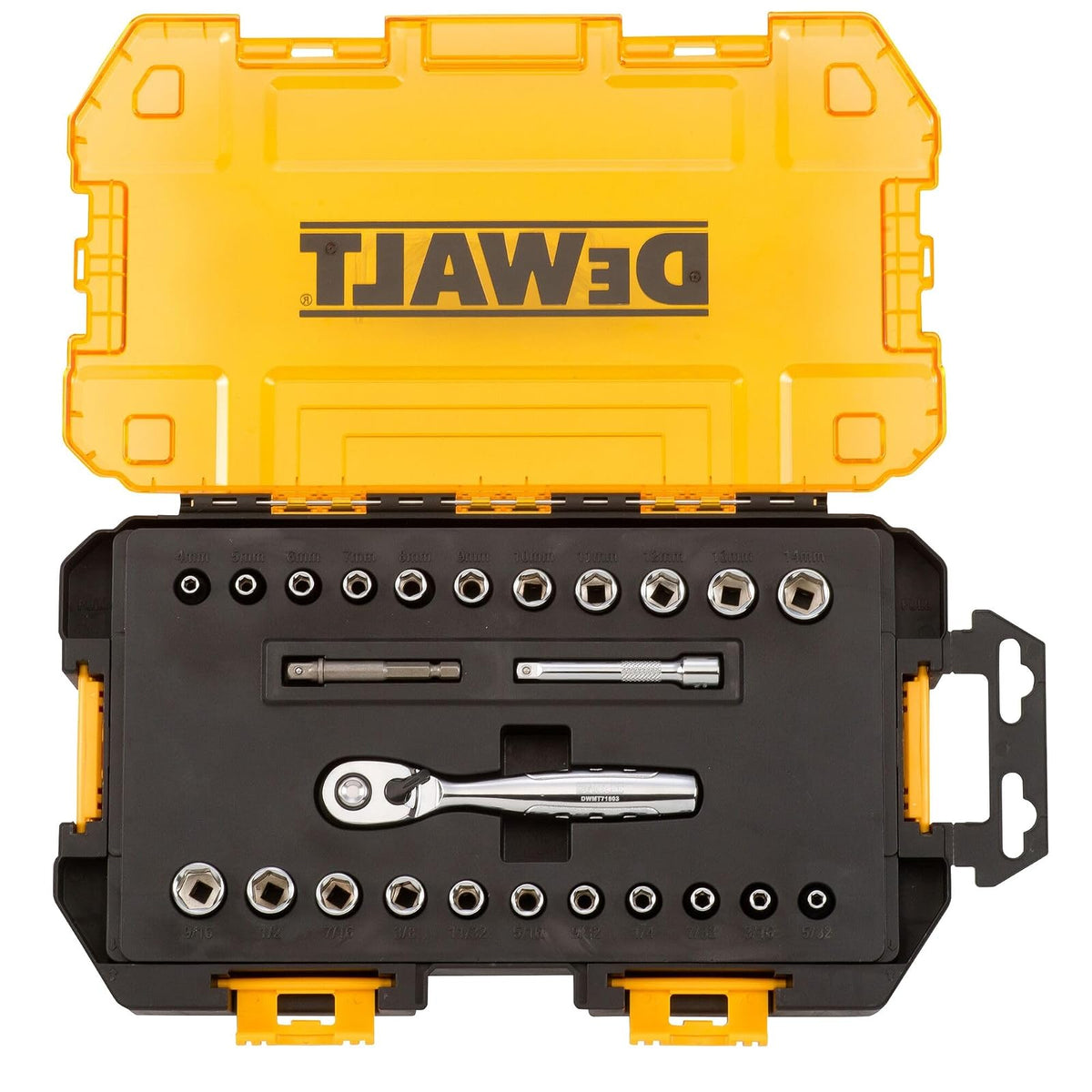 DEWALT - Juego de llaves de accionamiento, SAE/métrico, unidad de 1/4 pulgadas, 25 piezas (DWMT73805)