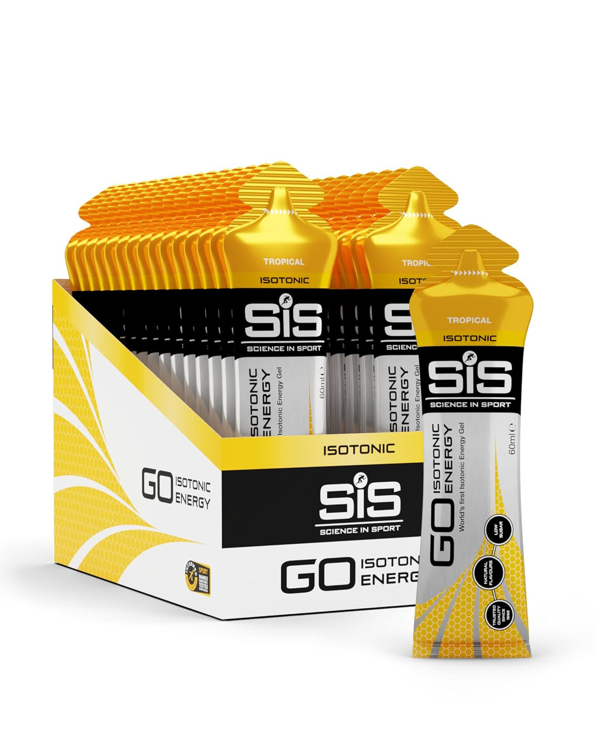 SiS GO Gel Energético Isotónico Sin Gluten, Caja con 30 Sobres de 60 ml - Tropical