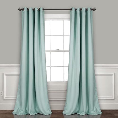 Lush Decor - Cortinas Opacas con Ojales, Pares, 52 Pulgadas de Ancho x 120 Pulgadas de Largo, Azul, diseño Clásico y Moderno, Cortinas Extralargas para Sala de Estar