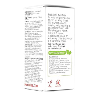 Probelle Anti-Bite - Tratamiento de mordeduras de uñas para niños y adultos - Esmalte de uñas sin mordedura para pulgares y chupar el pulgar - 9 Free - 5 fl oz (0.9 fl oz)