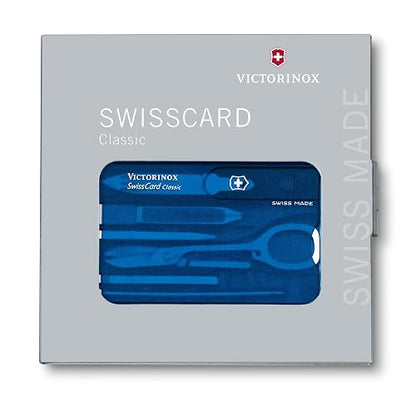 Victorinox Swiss Card, Azul Transparente, 10 Usos | Multiherramienta para cartera | multiherramienta para monederos | tarjeta de kit de herramientas