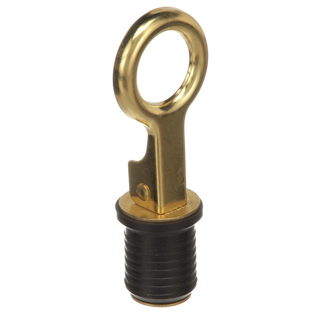 Attwood 7524A7 Tapón de Drenaje con Mango a presión, para desagües de 1 Pulgada de diámetro, se bloquea en su Lugar, Mango de latón, tapón de Goma