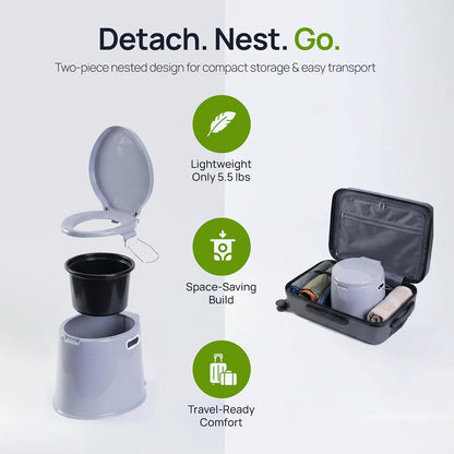 Playberg Inodoro Portátil de Viaje | Para camping y senderismo, ligero, fácil de transportar, con soporte de papel higiénico