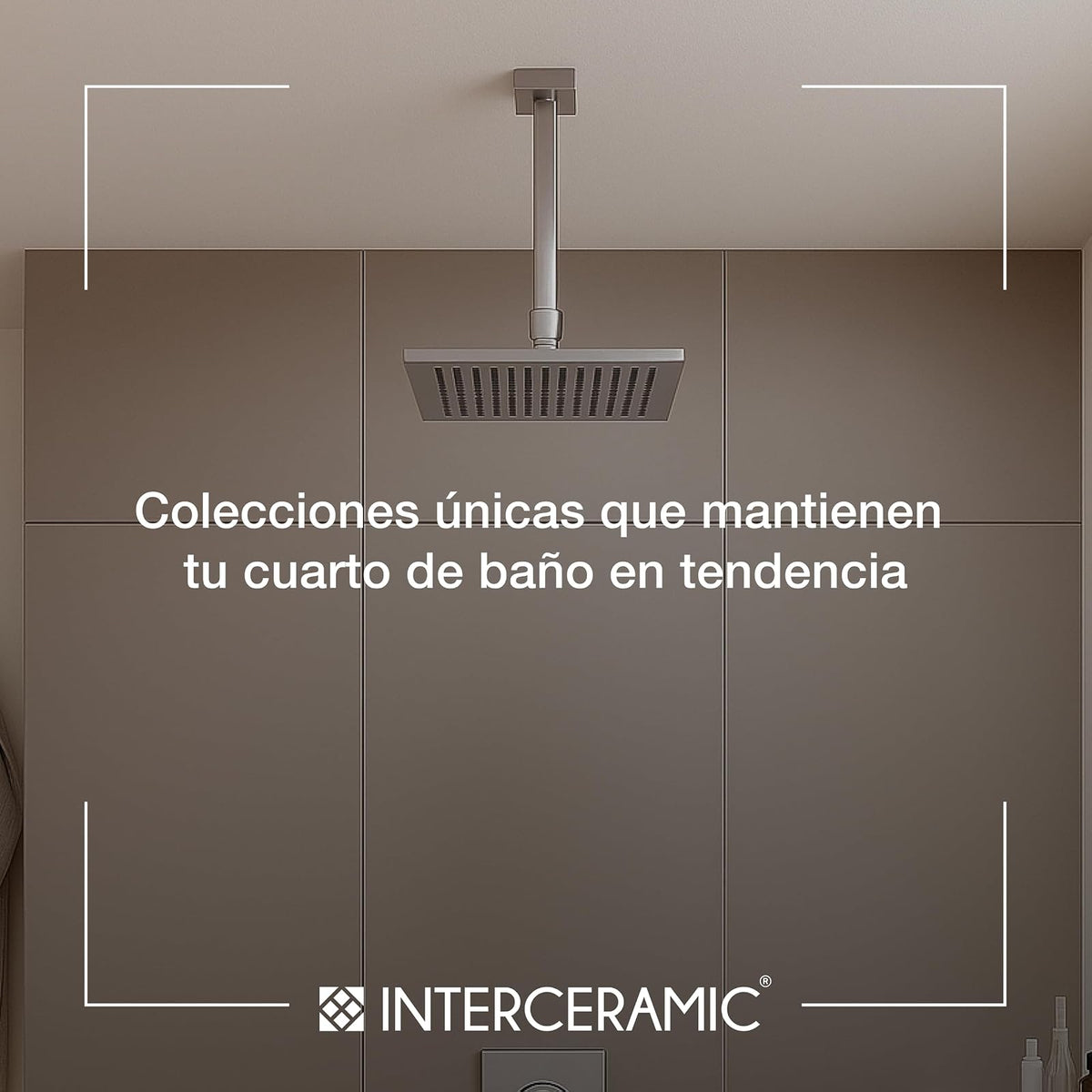 Interceramic Conjunto de regadera Cuadrada Monomando de Techo Dublín en Cromo Pulido | Cabezal Giratorio 360° | con Llave Mezcladora | Cartucho Cerámico antigoteo