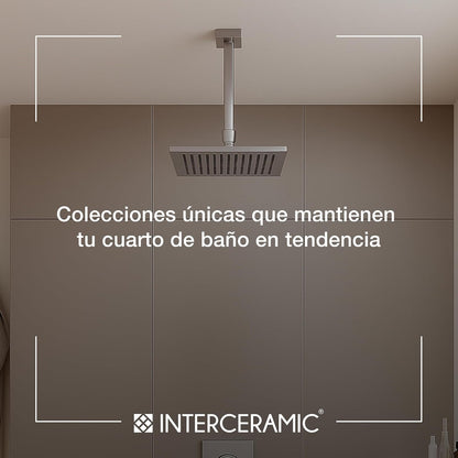 Interceramic Conjunto de regadera Cuadrada Monomando de Techo Dublín en Cromo Pulido | Cabezal Giratorio 360° | con Llave Mezcladora | Cartucho Cerámico antigoteo