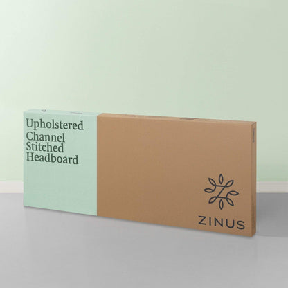 Zinus Upholstered Channel Stitched Headboard in Grey, Full