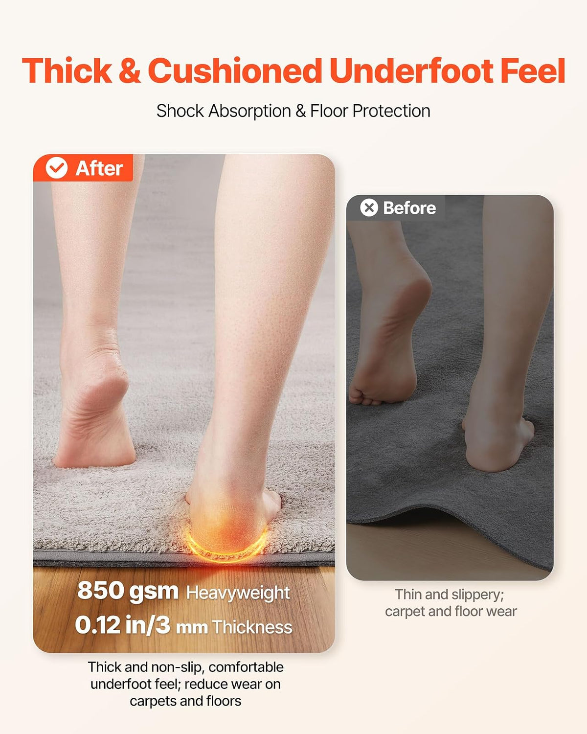 VEVOR Alfombrilla Antideslizante para Alfombras 274,32 x 365,76 cm, Base Antideslizante con Doble Superficie de Fieltro y Agarre de Goma, Protege Suelos y Mantiene Alfombras en Su Lugar, Gris Claro