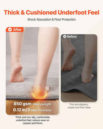 VEVOR Alfombrilla Antideslizante para Alfombras 274,32 x 365,76 cm, Base Antideslizante con Doble Superficie de Fieltro y Agarre de Goma, Protege Suelos y Mantiene Alfombras en Su Lugar, Gris Claro