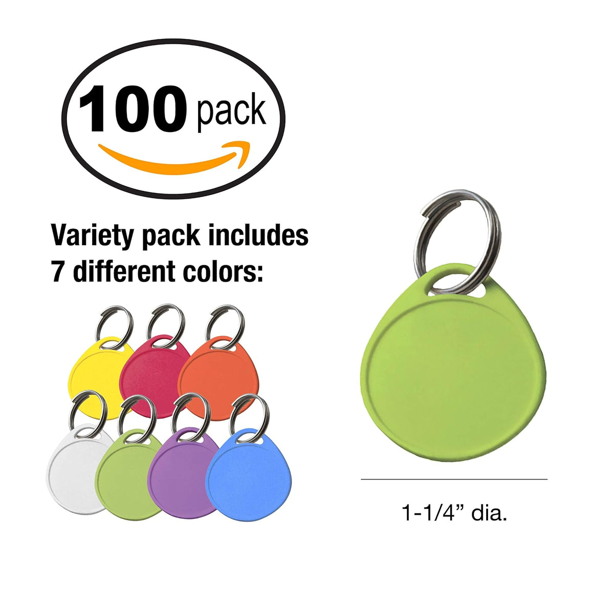 Lucky Line Etiqueta de plástico de 1-1/4 pulgadas, paquete de 100, colores surtidos (25075)
