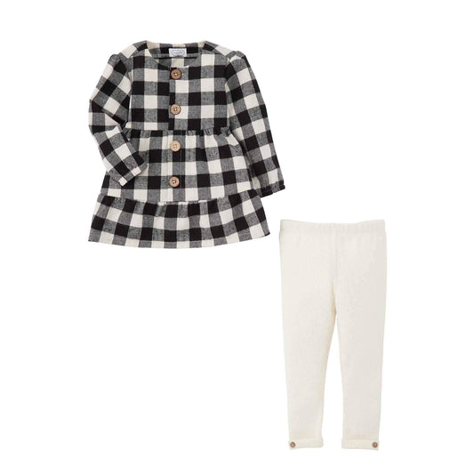 Mud Pie Legging de túnica de Cuadros Negros Set de canastillas para bebés y niños pequeños para Niñas