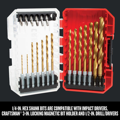 CRAFTSMAN - Juego de brocas y destornilladores, revestimiento de nitruro de titanio, 21 piezas (CMAM3211)
