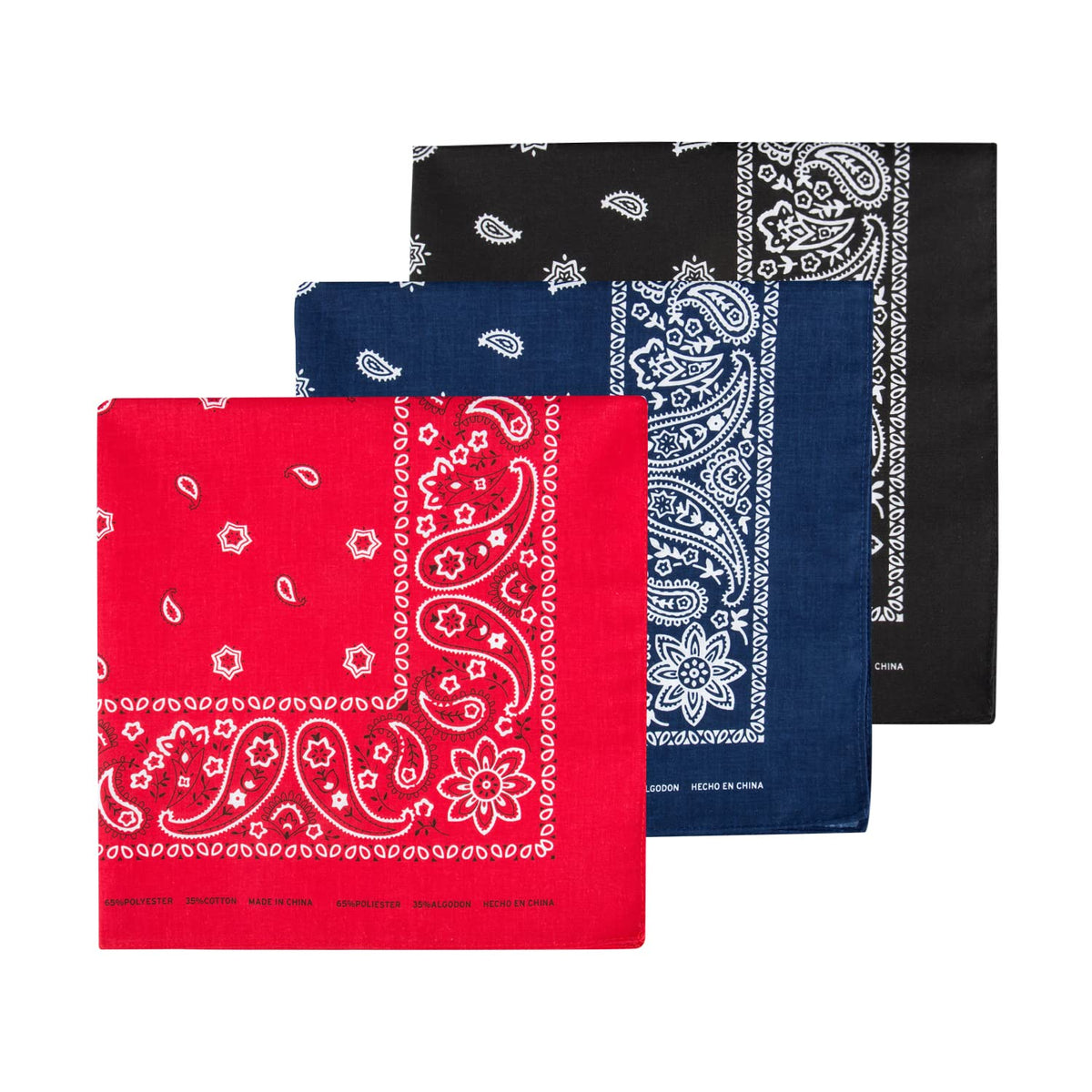 Levi's - Pañuelo, Hombres - Pack 3 - Negro - rojo - azul marino.