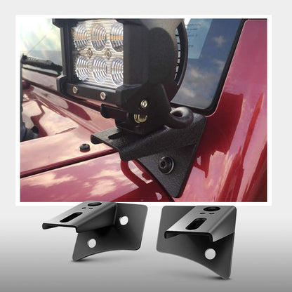 Nilight 90026B Soportes Montaje Bisagra Parabrisas Columna Luz Trabajo Halógena Niebla LED Todoterreno Negro 2 Piezas