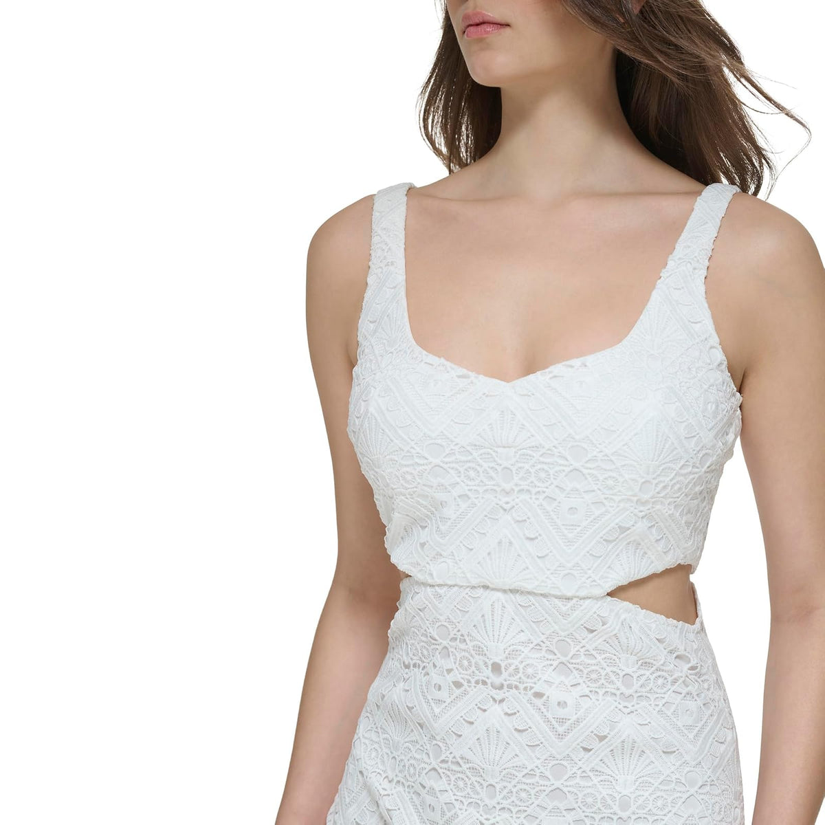 Guess Sleeveless Lace Cut out Sheath Dress Vestido de cóctel Mujer