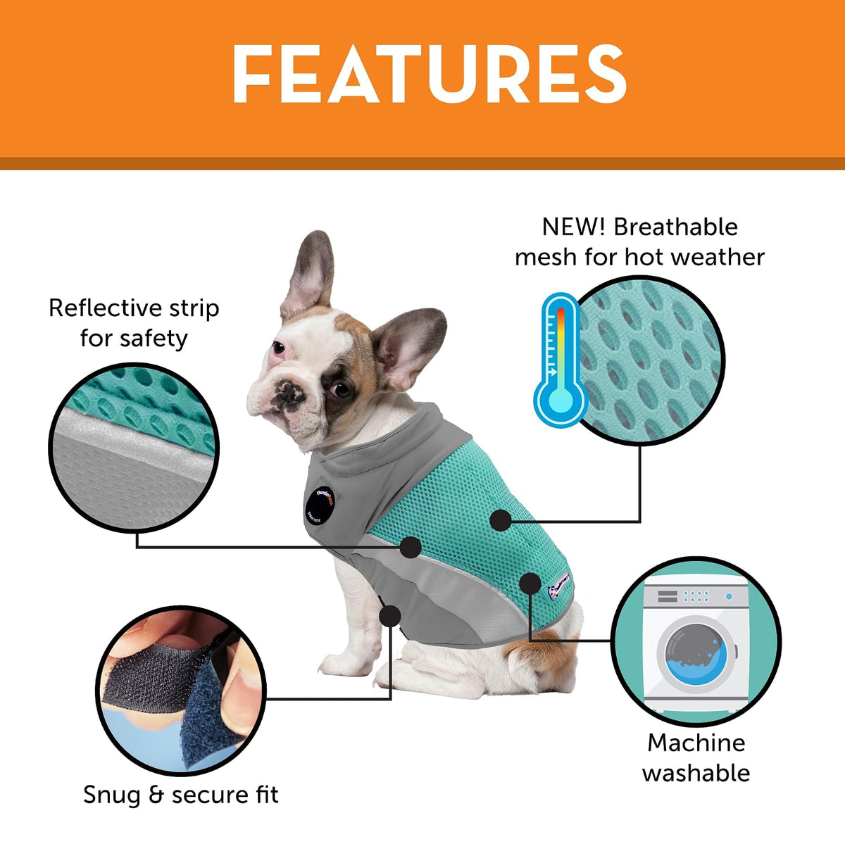 Thundershirt Breeze para Perros, Talla XS, Agua, Tela de Malla Extra Transpirable, Chaleco de Alivio de la ansiedad para Perros para el estrés Diario y la Calma Durante tormentas de truenos y Fuegos
