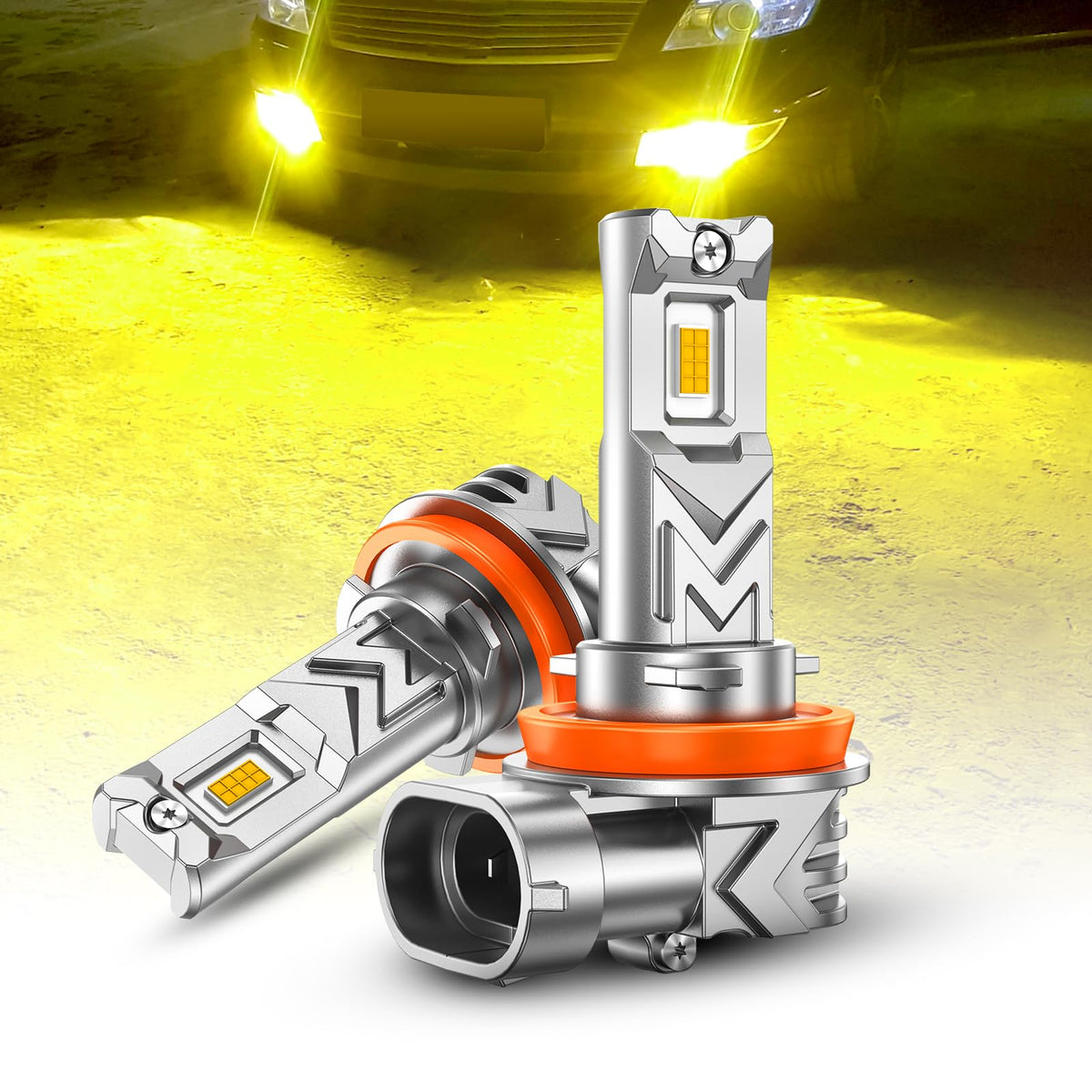 SEALIGHT Foco LED Antiniebla H8/H16/H11 | Amarilla, 17.000 lúmenes, 3500 K, paquete de 2, chips CSP, compatible CANbus
