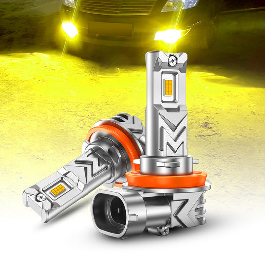 SEALIGHT Foco LED Antiniebla H8/H16/H11 | Amarilla, 17.000 lúmenes, 3500 K, paquete de 2, chips CSP, compatible CANbus