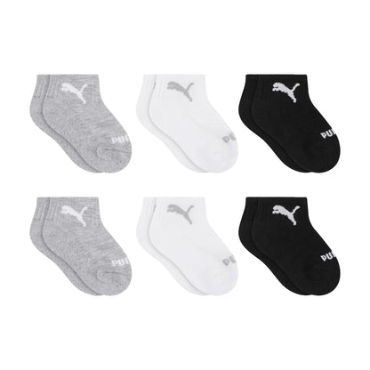 PUMA Paquete de 6 Calcetines Tobilleros para Bebé - 12-24 Meses - Gris jaspeado claro - blanco - negro