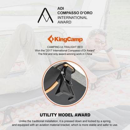 KingCamp - Cuna de Camping, Plegable, portátil, Resistente, Ultraligera, para Adultos, Tienda de campaña, Senderismo, mochilero, Viajes, Interior, Exterior, Interior, Interior, Interior, Campamento